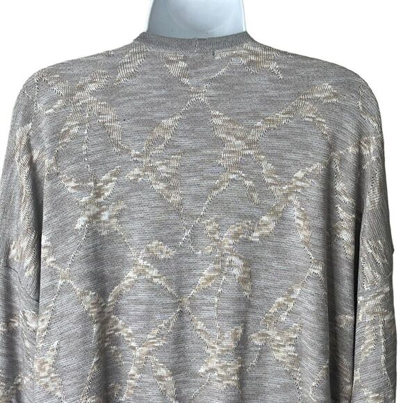 Pure Jill Women's Size L Long Cardigan Duster Delicate Open Front Gray Beige - Picture 6 of 9